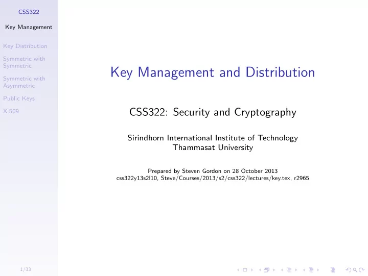 key management and distribution