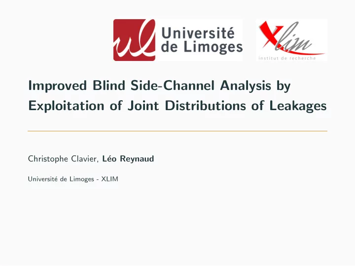 improved blind side channel analysis by exploitation of