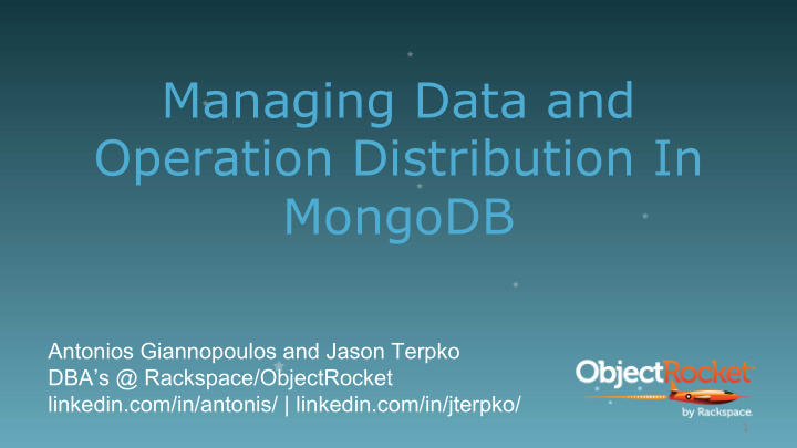 managing data and operation distribution in mongodb
