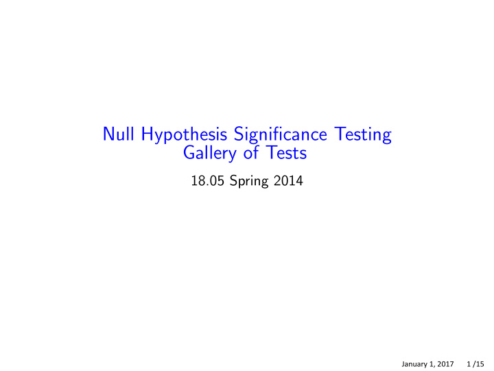 null hypothesis significance testing gallery of tests