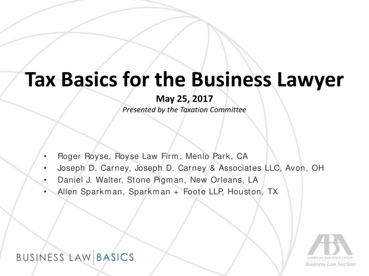 tax basics for the business lawyer