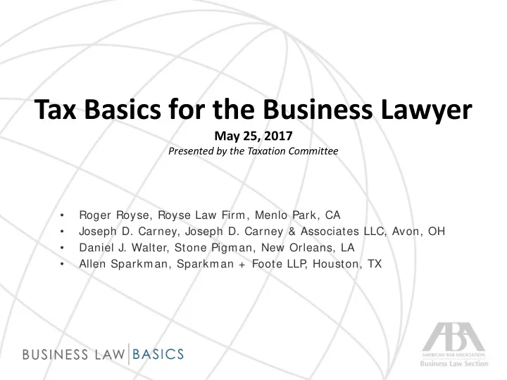 tax basics for the business lawyer