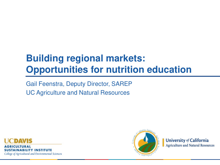 building regional markets opportunities for nutrition