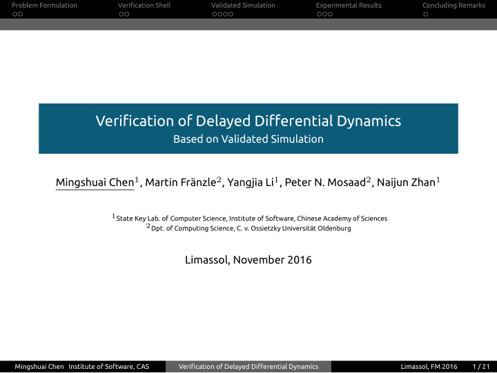 verification of delayed differential dynamics
