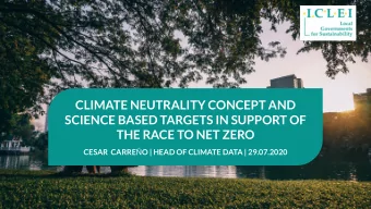 SCIENCE BASED TARGETS IN SUPPORT OF  THE RACE TO NET ZERO CESAR  CARRE  O | HEAD OF CLIMATE DATA
