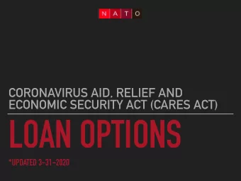 LOAN OPTIONS  *UPDATED 3-31-2020  LOAN OPTION SUMMARY  5 LOAN OPTIONS  SBA: Paycheck Protection