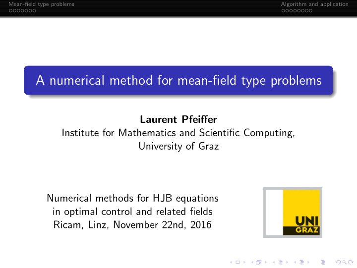 a numerical method for mean field type problems