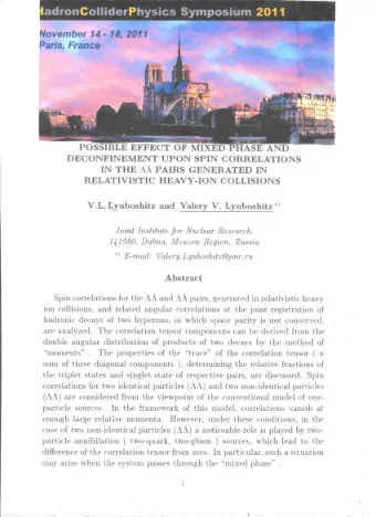 In  tro  duction    Spin  correlations  for  the    and      pairs