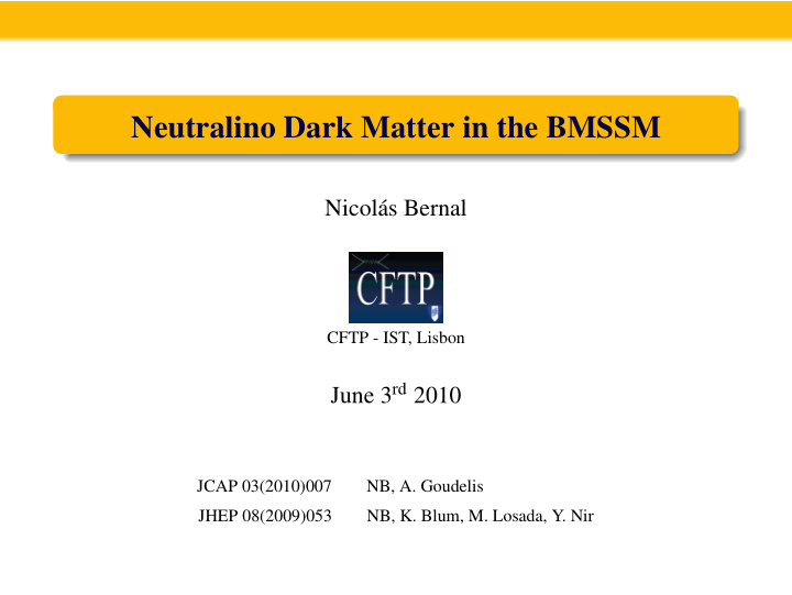neutralino dark matter in the bmssm