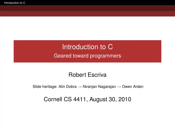 introduction to c