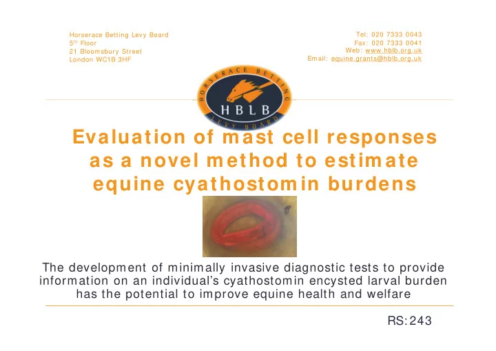 evaluation of m ast cell responses as a novel m ethod to