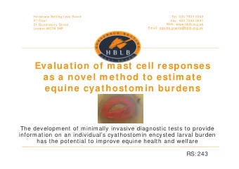 Evaluation of m ast cell responses  as a novel m ethod to estim ate equine cyathostom in burdens