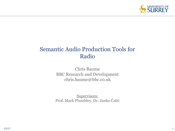 semantic audio production tools for radio