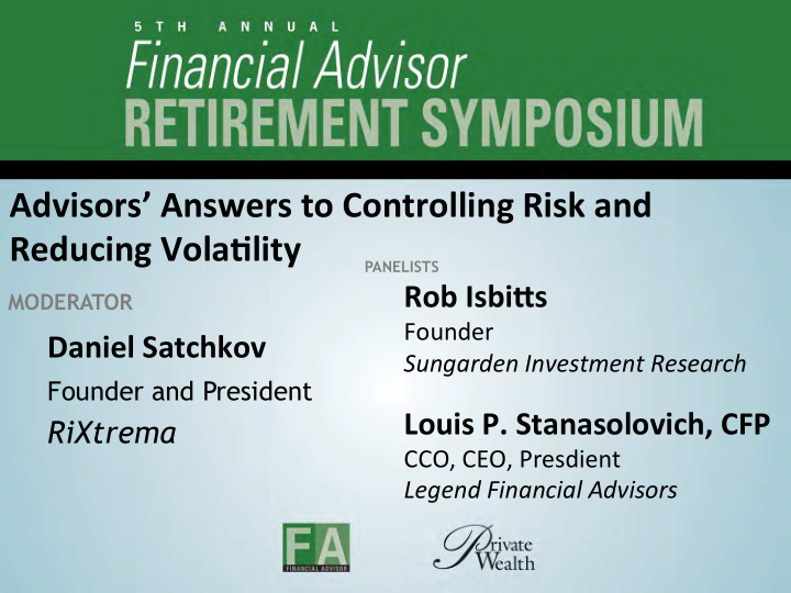 advisors answers to controlling risk and reducing
