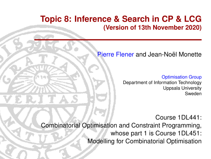 topic 8 inference search in cp lcg