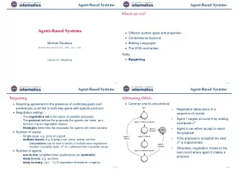 Agent-Based Systems  Different auction types and properties  Combinatorial Auctions  Michael