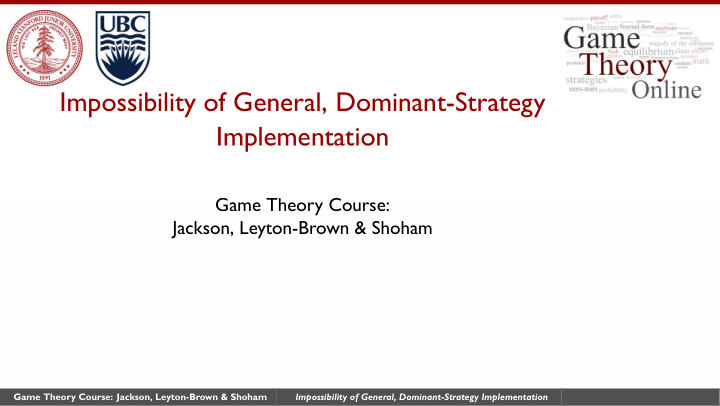 impossibility of general dominant strategy implementation