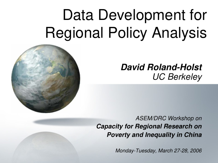 data development for regional policy analysis
