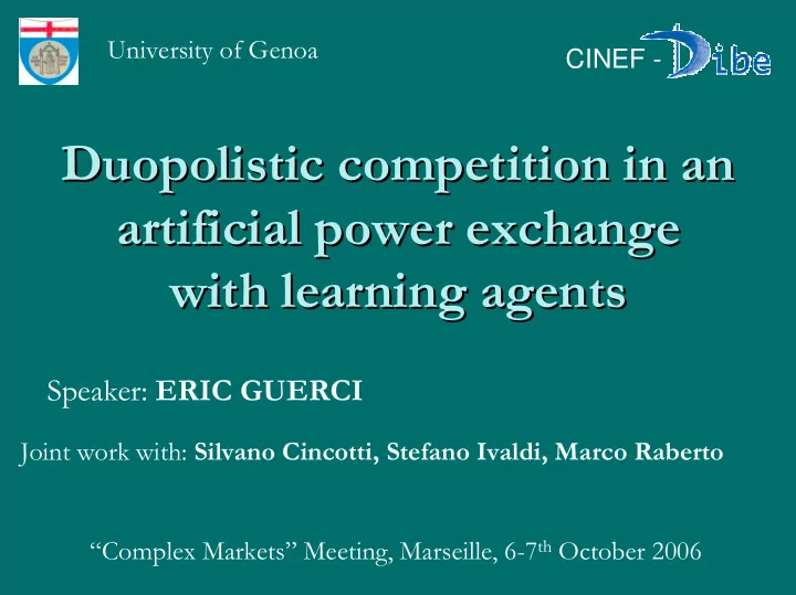 duopolistic competition in an duopolistic competition in