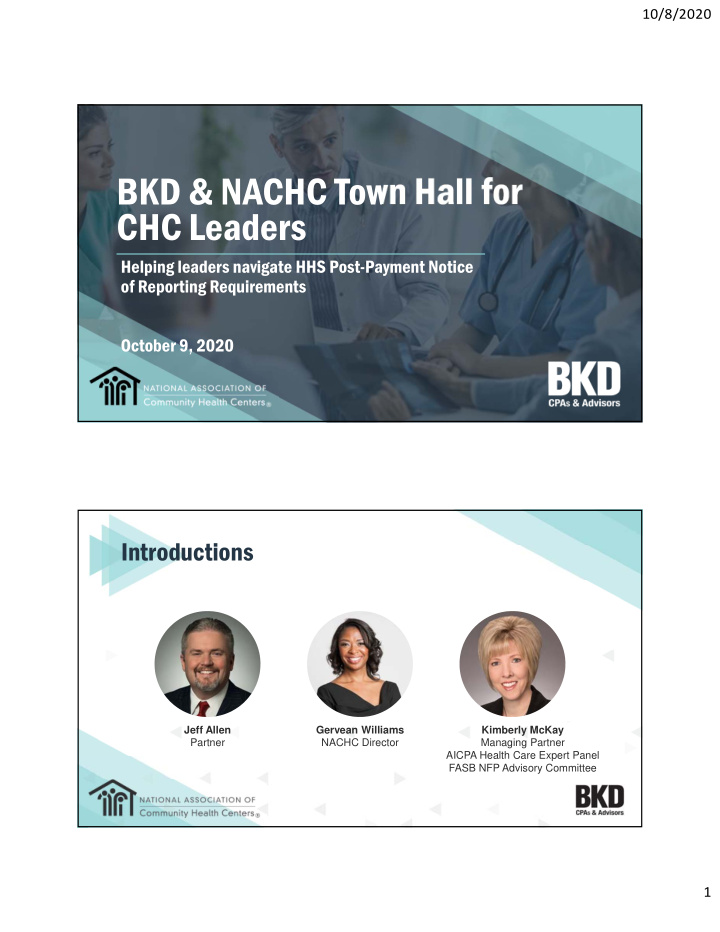 bkd nachc town hall for chc leaders