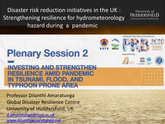 Disaster risk reduction initiatives in the UK :  Strengthening resilience for hydrometeorology