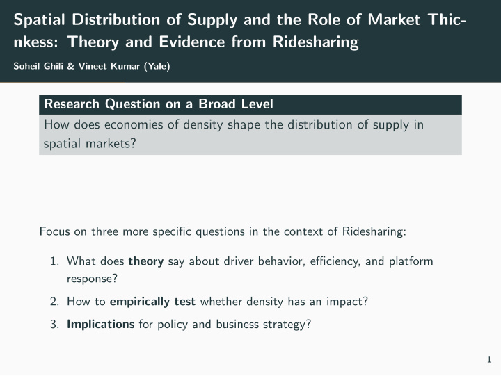 spatial distribution of supply and the role of market