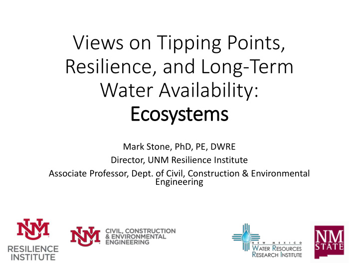 views on tipping points resilience and long term water