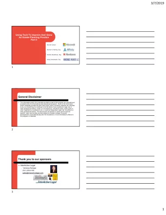 3/7/2019  Using Tech To Improve And Grow  An Estate Planning Practice  Part II  Ben M. Schorr