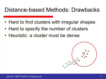 Distance-based Methods: Drawbacks  Hard to find clusters with irregular shapes  Hard to