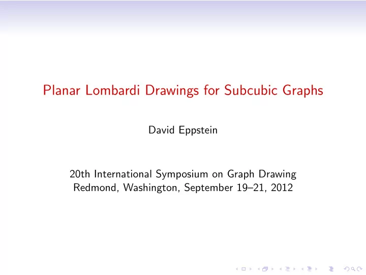 planar lombardi drawings for subcubic graphs