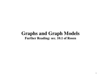 Graphs and Graph Models Further Reading: sec. 10.1 of Rosen  1 A graph is a mathematical structure
