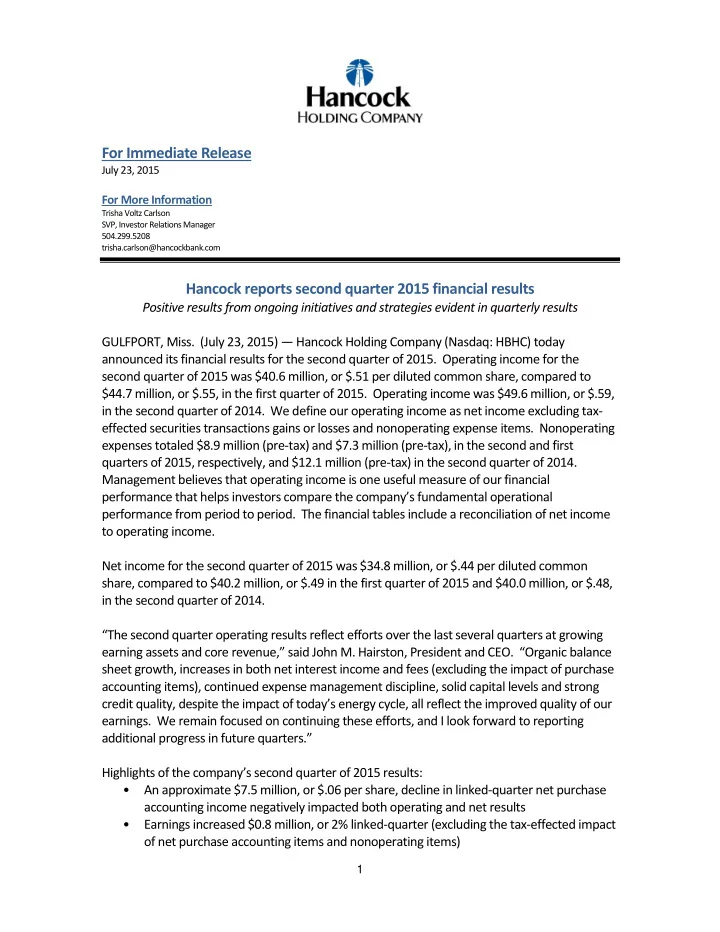 for immediate release july 23 2015 for more information