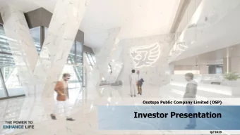Investor Presentation  Q22019  Disclaimer Statements included or incorporated in these materials