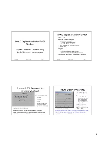 Route Discovery Latency  Stationary Network  Only AODV has 2 separate  FTP Session 1  route