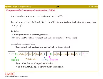 I/O  Systems Design &amp; Programming  CMPE 310  Programmable Communications Interface: 16550  A