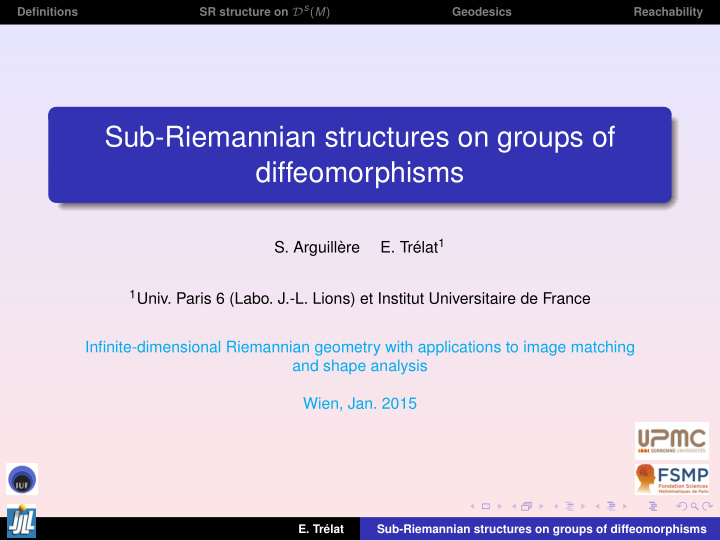 sub riemannian structures on groups of diffeomorphisms