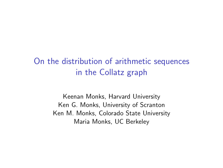 on the distribution of arithmetic sequences in the