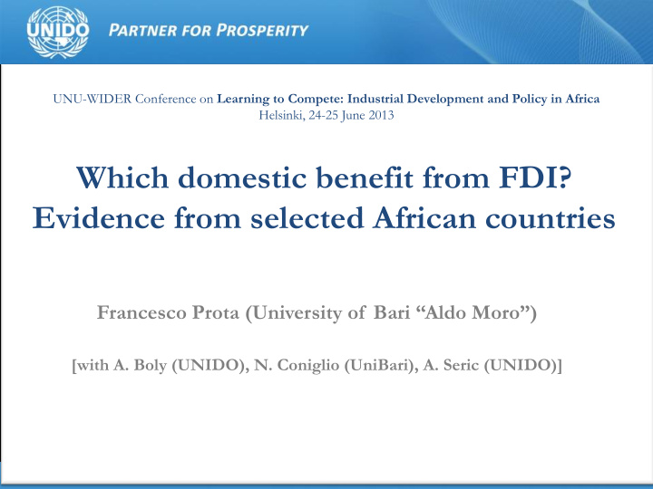 which domestic benefit from fdi evidence from selected