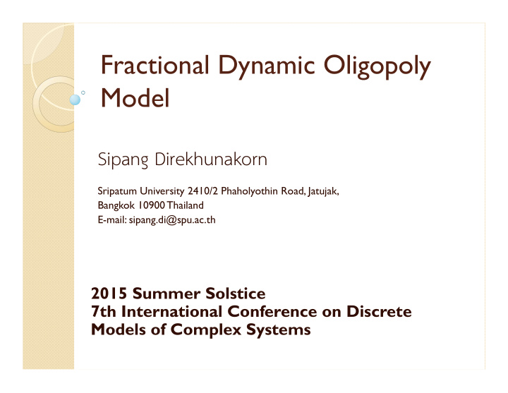 fractional dynamic oligopoly model