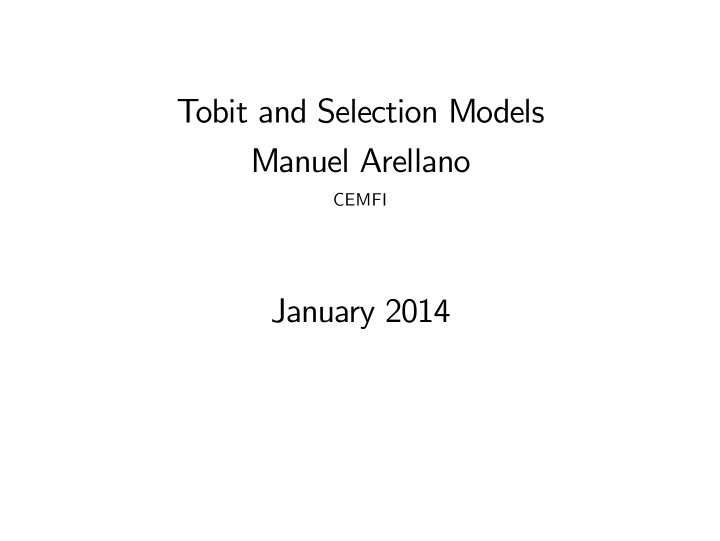tobit and selection models manuel arellano