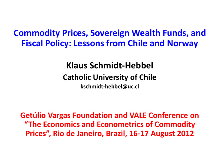 commodity prices sovereign wealth funds and