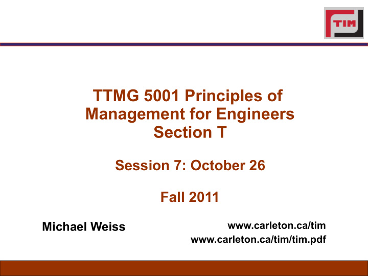 ttmg 5001 principles of management for engineers section t