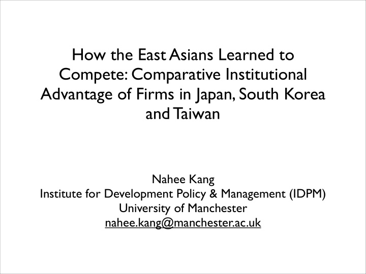 how the east asians learned to compete comparative