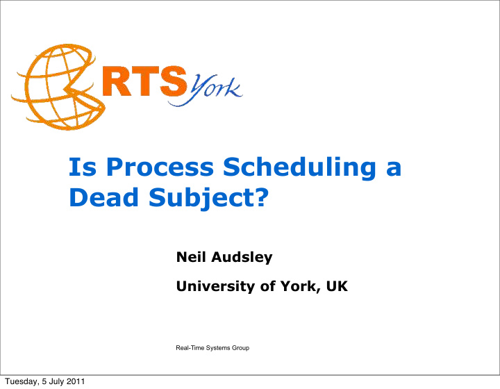 is process scheduling a dead subject