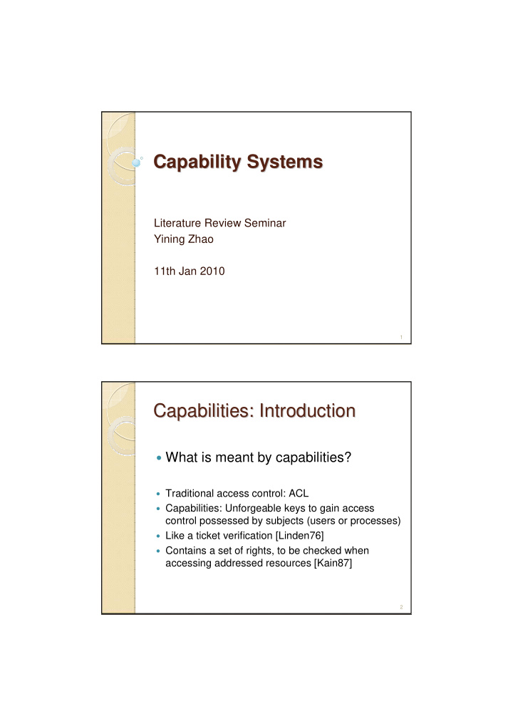 capability systems capability systems