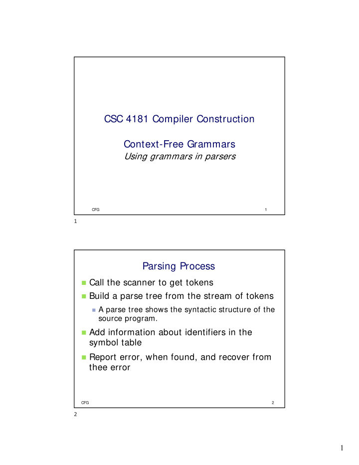 csc 4181 compiler construction context free grammars