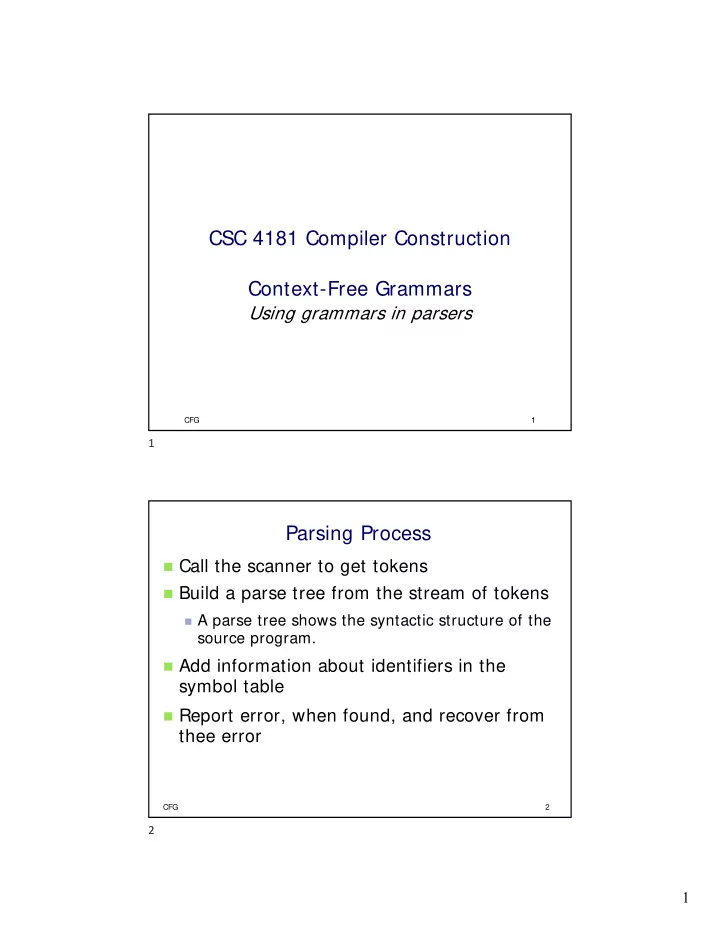 csc 4181 compiler construction context free grammars