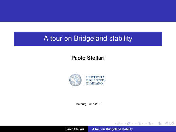 a tour on bridgeland stability