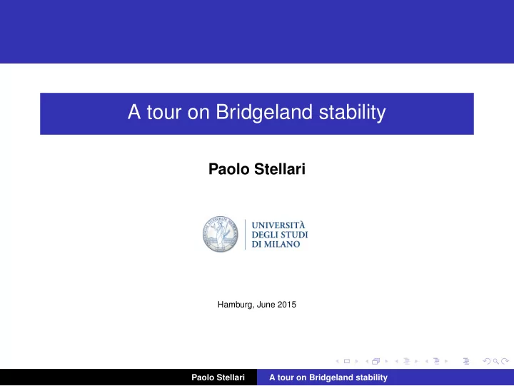 a tour on bridgeland stability