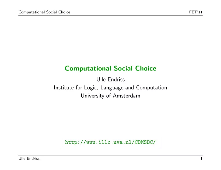 computational social choice
